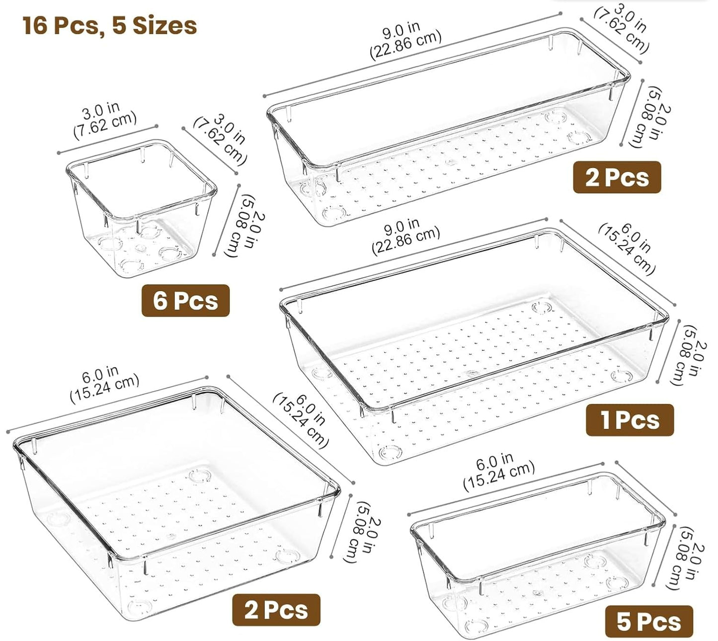 Clear Drawer Organizer Tray Set