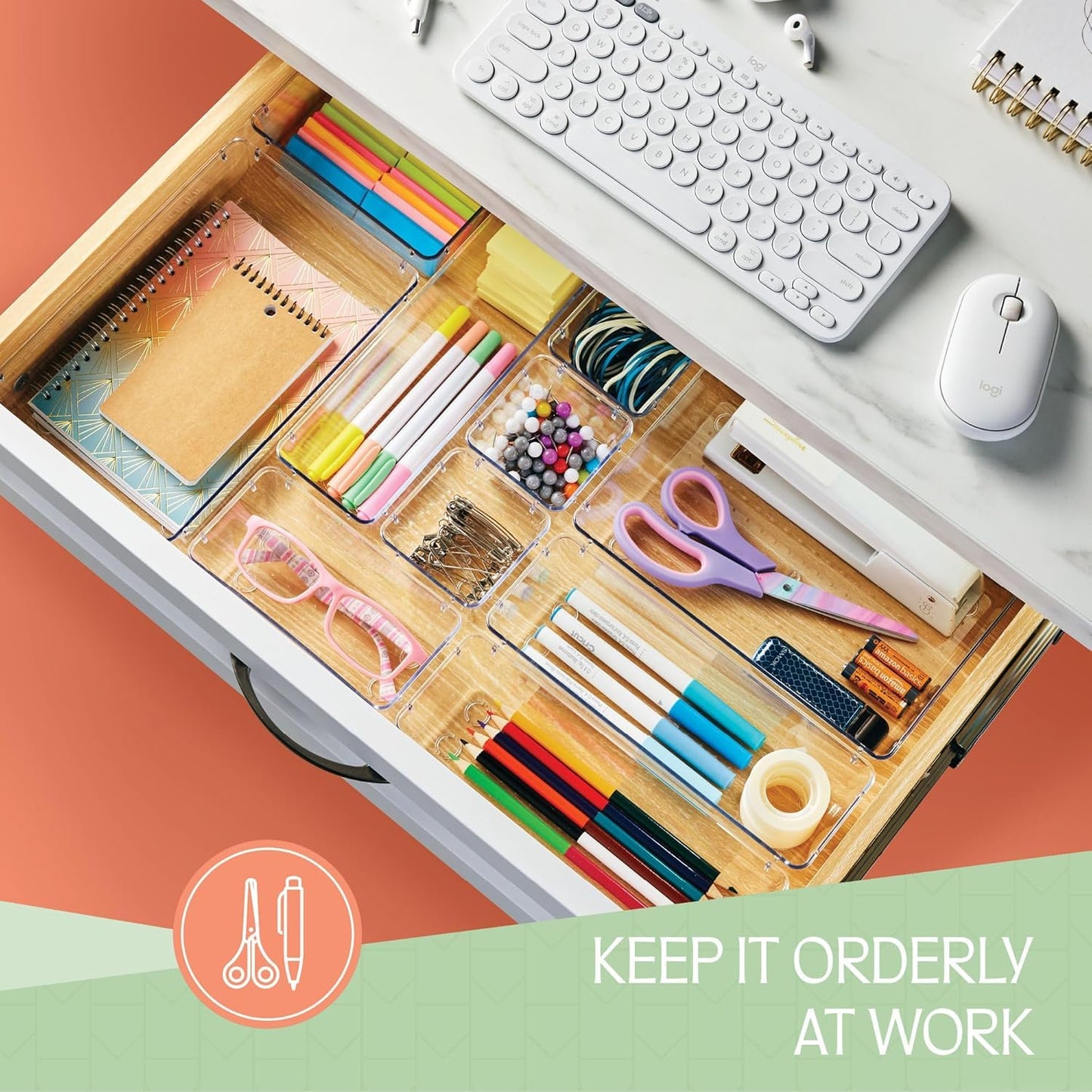 Clear Drawer Organizer Tray Set