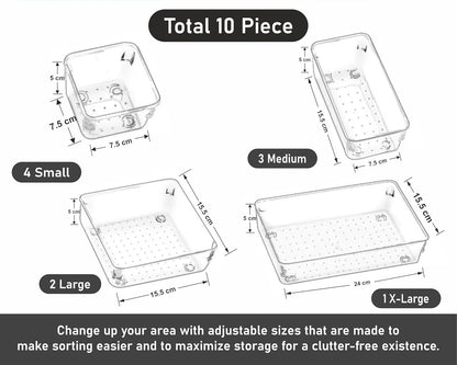 Clear Drawer Organizer Tray Set