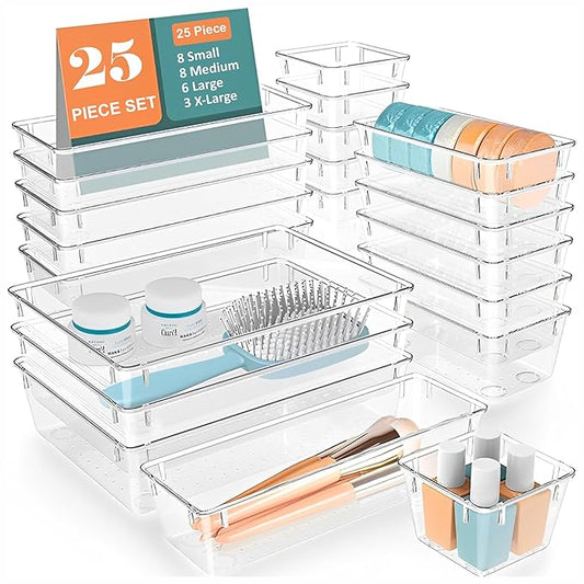 Clear Drawer Organizer Tray Set