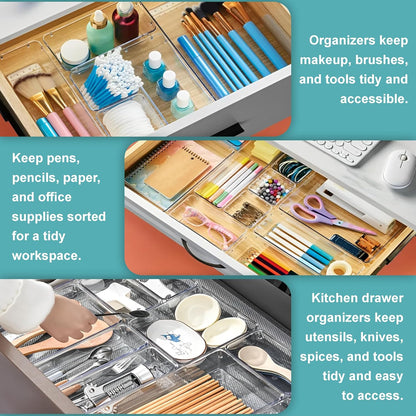 Clear Drawer Organizer Tray Set